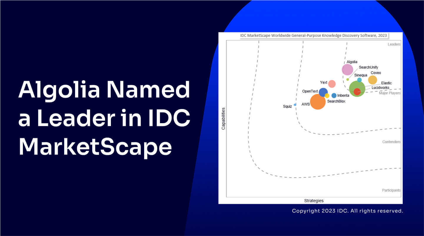 Algolia named a leader in IDC MarketScape