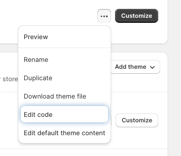 Shopify theme library code editor